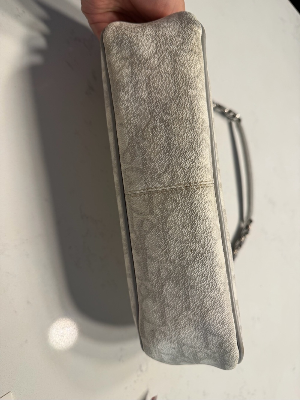 Vintage Dior Gray Monogram Shoulder Bag - Designer Style - Picture 3 of 8